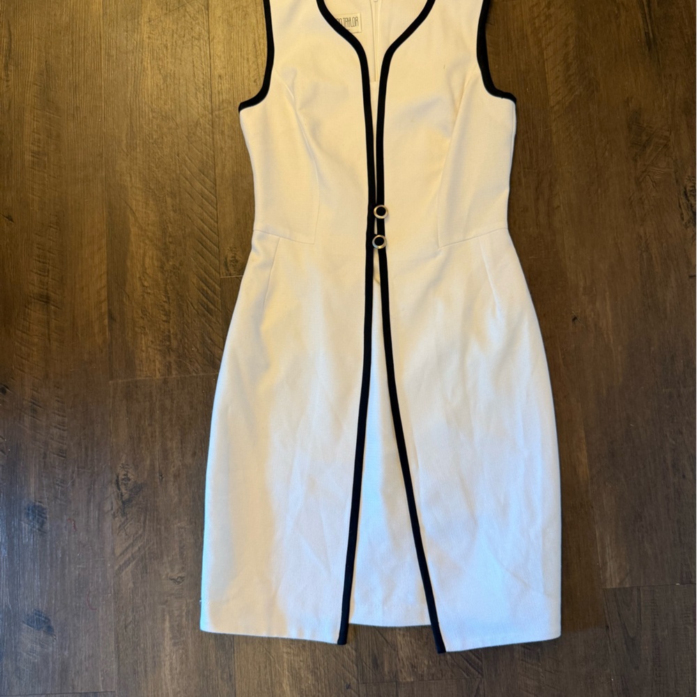 Julian Taylor White Dress with Black Accents